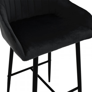 Scaun de bar Patrin picioare metalice negre - culoare negru catifea - Img 6
