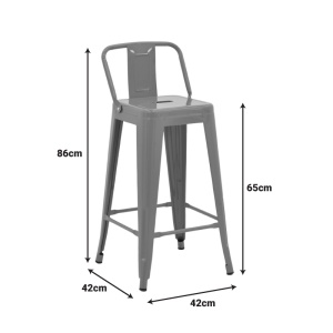 Scaun de bar Utopia Gri 42x42x86 cm - Img 2