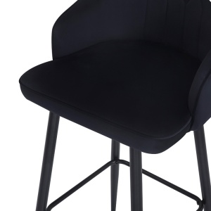Scaun de bar Velvi, Pako World, Catifea neagra, 46x45x113 cm - Img 5