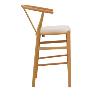 Scaun de bar Wishbone, Bej, 51x60x95 cm - Img 4