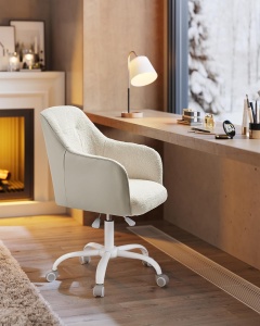 Scaun de birou boucle Cappuccino Songmics 60.8x58x96 cm - Img 4