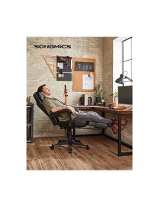Scaun de birou, Songmics, 150Kg, 135 grade, Negru / Gri, 70 x 68 x 115 cm - Img 2