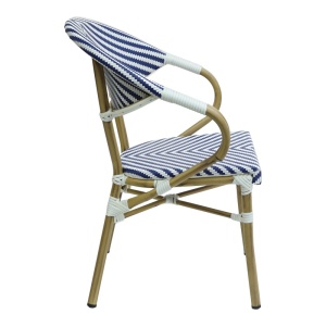 Scaun de gradina Isaia aluminiu natural textilena albastru si alb 57x57x83 cm - Img 2