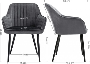 Scaun dining, Songmics, Gri, 62.5x60x85 cm - Img 7