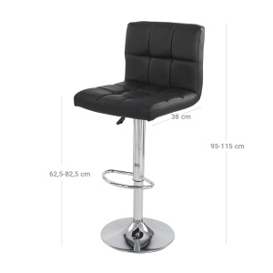 Set 2 buc. Scaune de bar Songmics Negru 46x42x118.5 cm - Img 6
