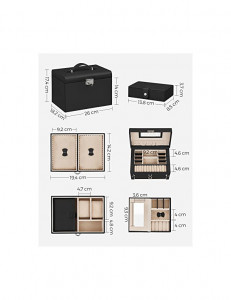 Set 2 cutii de bijuterii, Songmics, 18 x 26 x 17 cm, JBC121B, Negru - Img 7