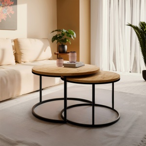 Set 2 masute de cafea Solme Pako World Natural 75x75x45 cm - Img 2