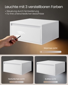 Set 2 noptiere suspendate cu LED, Kailyn, Alb, 40x35x18 cm - Img 3