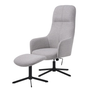 Set 2 piese Fotoliu si taburet MANNING, Gri deschis, 78x117x67 cm