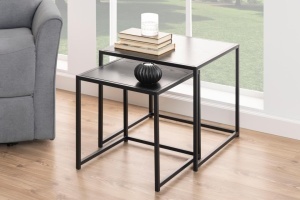 Set 2 piese Masute de cafea stivuibile Seaford, Negru, 45x50x50 cm