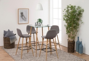 Set 2 piese Scaune de bar Wilma V3, Gri, 101x46.6x51 cm