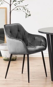 Set 2 piese Scaune dining Brooke V2, Gri, 83x58x55 cm - Img 4