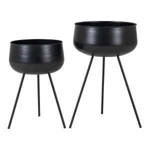 Set 2 piese Suporturi pentru ghivece Ardola, Negru, 34x34x56 cm - Img 5