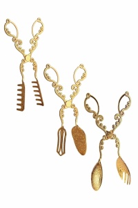Set 3 buc cleste bucatarie PLT0418 Auriu 22x22x22 cm - Img 2