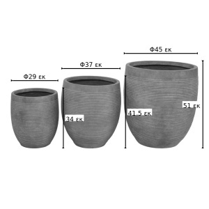 Set 3 buc. ghivece decorative, Berzoka, Gri inchis, 45x45x51 cm - Img 2