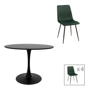 Set 5 masa si scaune Balou-Noor Verde inchis 120x120x86 cm