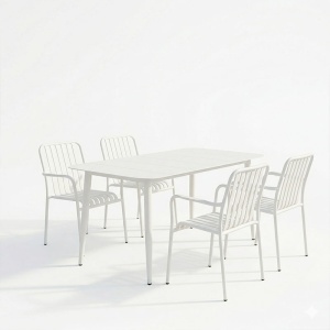Set 5 masa si scaune gradina, Heven Vista, Alb, 80x150x72 cm - Img 2