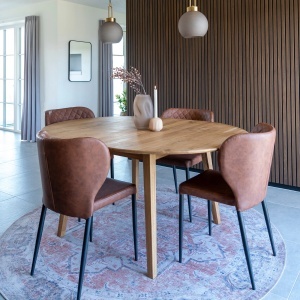 Set 5 piese Masa dining si scaune Metz, Natural, 158x118x83 cm