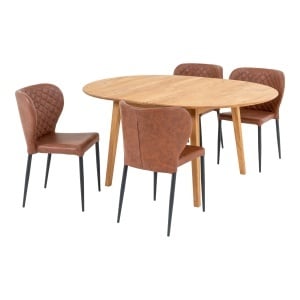 Set 5 piese Masa dining si scaune Metz, Natural, 158x118x83 cm - Img 2