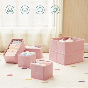 Set 6 organizatoare pentru sertare, Songmics, Roz, 28x28x13 cm - Img 3