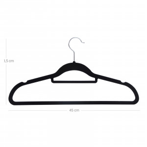 Set de 50 umerase de catifea, Songmics, Negru, 42.7x22x0.6 cm - Img 7