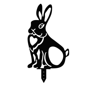 Set de accesorii metalice decorative pentru gradina Rabbits Negru 22x35 cm - Img 6