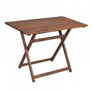 Set de gradina masa si scaune Retto 5 bucati din lemn masiv de fag culoarea nuc, PVC maro 100x60x71cm - Img 3