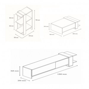 Set de mobilier pentru living Gaye, Nuc- Alb - Img 8