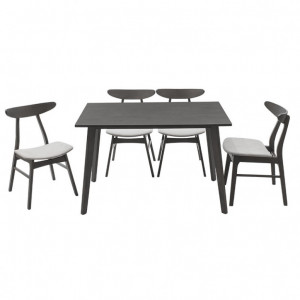 Set Masa si Scaune Benson-Orlean 5 Piese Gri Rustic 120x75x75 cm - Img 3