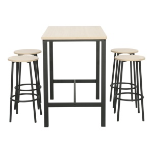 Set masa si scaune de bar, 5 buc, Arzo, Natural, 100x60x86 cm - Img 2