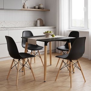 Set masa si scaune dining, 5 buc, Julita Natali, Natural, 80x80x76 cm