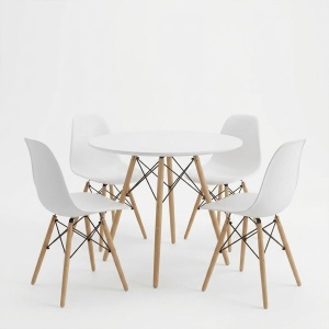 Set masa si scaune dining, 5 buc, Julita, Negru, 80x80x73 cm - Img 2