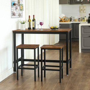 Set Masa tip Bar Vasagle, 120x60x90cm/40x30x65cm - Img 3