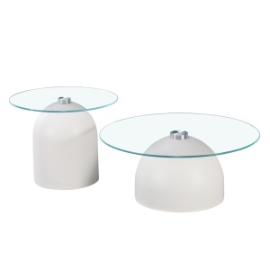 Set masute de cafea, 2 buc, Barel, Pako, Alb 70x70x43 cm - Img 2