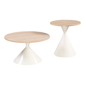 Set masute de cafea, 2 buc, Hemena, Pako, Alb 70x70x40 cm - Img 2