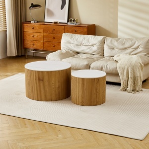 Set masute de cafea, 2 buc, Nelba, Pako, Alb 70x70x50 cm