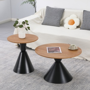 Set masute de cafea, 2 buc, Obsidian, Pako, Negru 70x70x46 cm