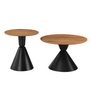 Set masute de cafea, 2 buc, Obsidian, Pako, Negru 70x70x46 cm - Img 3