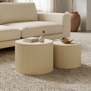 Set masute de cafea, 2 buc, Ponty, Pako, Crem 50x50x37 cm