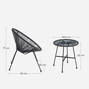 Set mobilier de gradina Acapulco, Songmics, Negru, 64x65x77 cm - Img 4