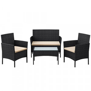 Set mobilier de gradina, Songmics, Negru, 58x49x85 cm - Img 2