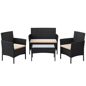 Set mobilier de gradina, Songmics, Negru, 58x49x85 cm - Img 2