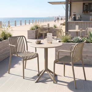 Set mobilier dining 3 piese Mercon Zoi, Crem, 60x60x75 cm