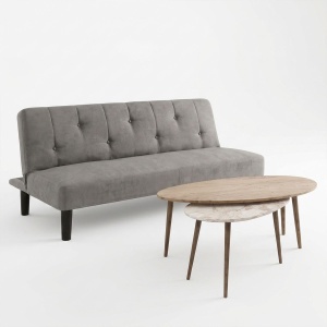 Set mobilier studenti canapea si 2 masute de cafea, 3 buc, Sway, Natural, 167x77x73 cm - Img 2