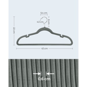 Set umerase de catifea Songmics Gri 43x22x0.6 cm - Img 6
