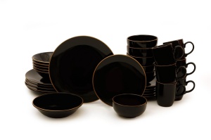 Set veselă din ceramică, 30 bucati Fiord Vienna Negru 26x26x1 cm - Img 8