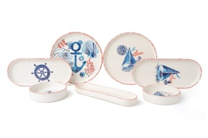 Set vesela mic dejun, 14 bucati KAHSER14 Alb 19x19x1 cm - Img 5
