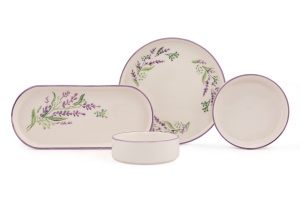 Set vesela mic dejun, 14 bucati Lavanta Alb 19x19x3.5 cm - Img 4
