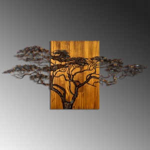 Tablou din lemn si metal Acacia Multicolor 144x70x3 cm - Img 5