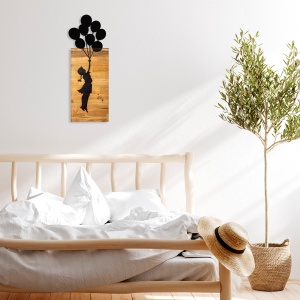 Tablou din lemn si metal Child Negru 30x86x3 cm - Img 3